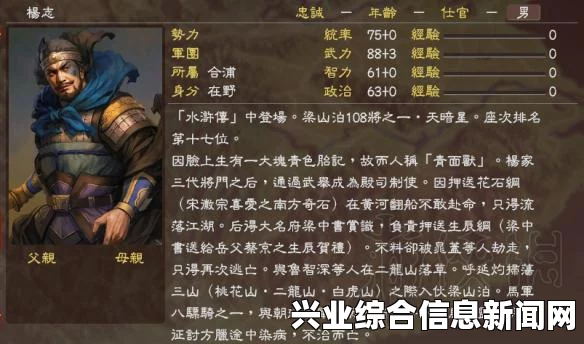 三国志13 自创水浒武将及三国志13水浒武将数据一览