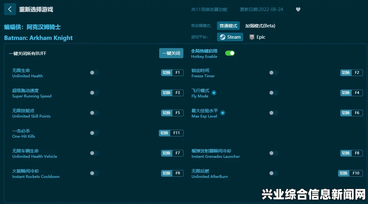 蝙蝠侠，阿卡姆骑士 v1.2.0.36十七项修改器详解及应用指南