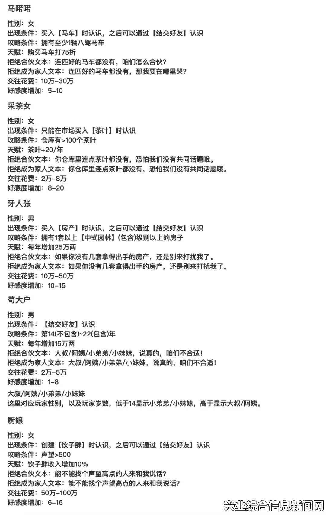 具体NPC事件攻略