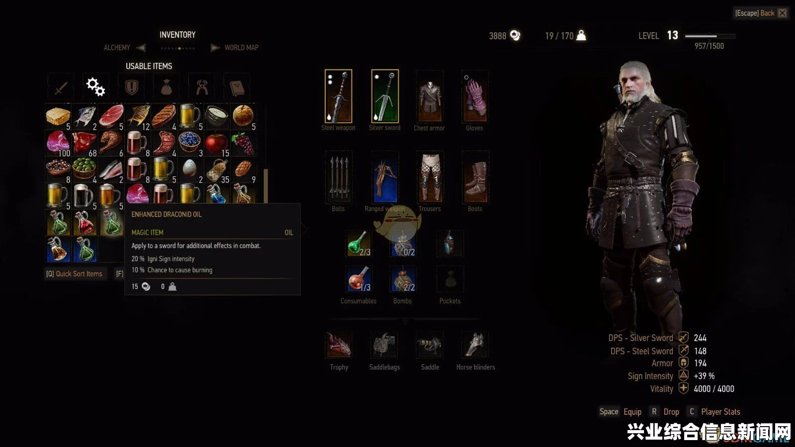 巫师3狂猎GOG 1.6版法印与DLC装备MOD详解及分享